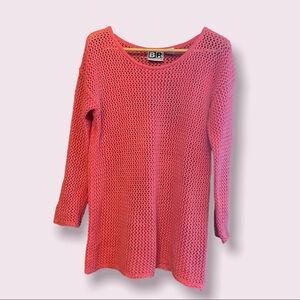 Coral loose knit tunic sweater 1980s!